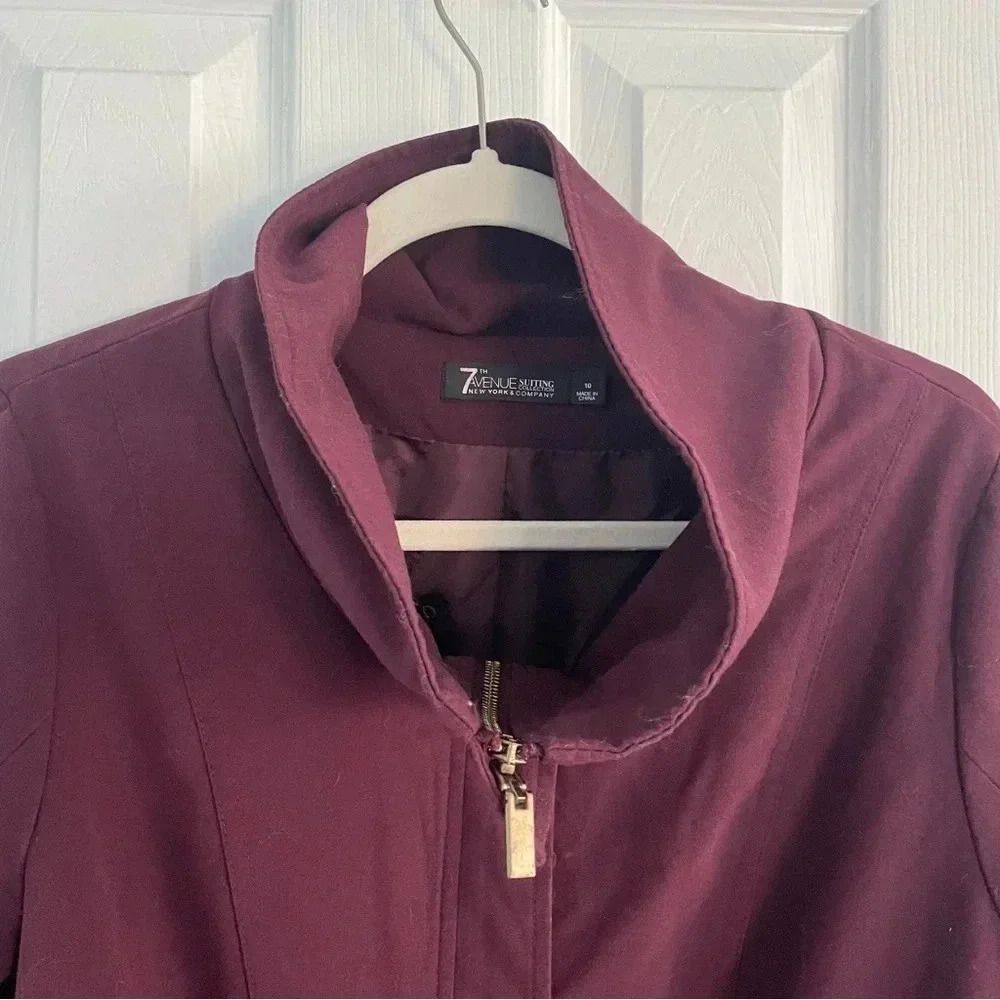 7th Avenue New York And Company Maroon Blazer Size 10 - Picture 2 of 6